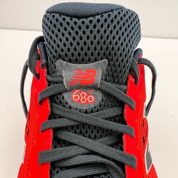 NEW BALANCE RUNNING SHOES, US MEN’S SIZE 10, TOP IS RED AND NAVY BLUE COLOR - Picture 11 of 16